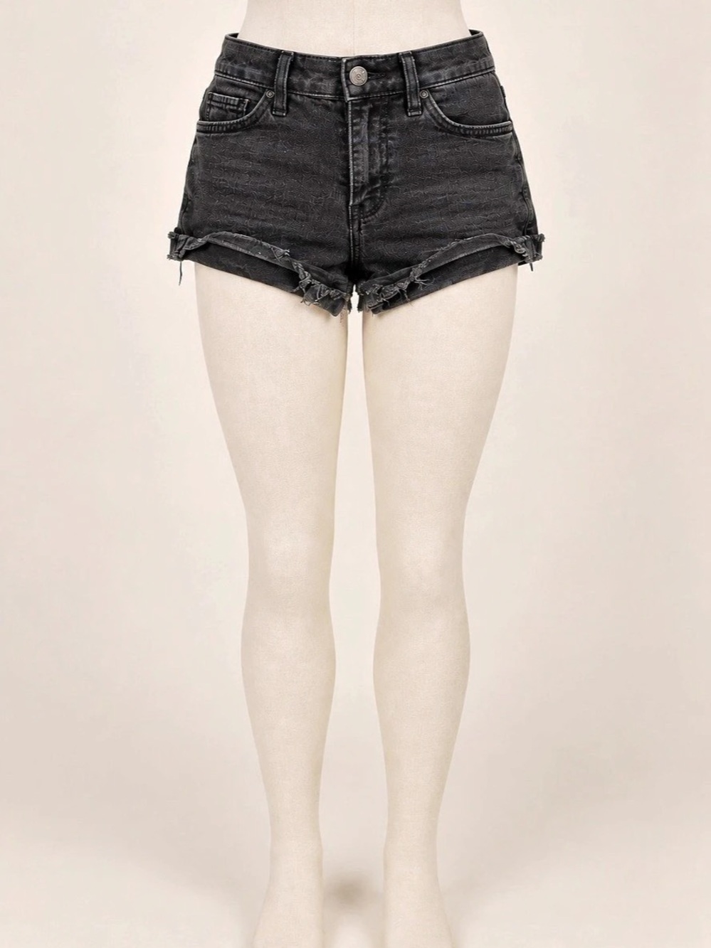 Hollister High-Rise Short-Short Black Denim Cutoff Shorts Size 0 W24